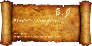 Biró Jonatán névjegykártya